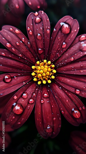 Photo-Burgundy Flower Dewdr...