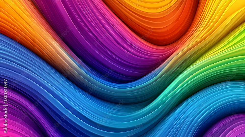 Fototapeta premium Abstract Background 3D Colorful Wavy Lines Illustration