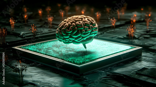 3D Illustration Brain on Fu...