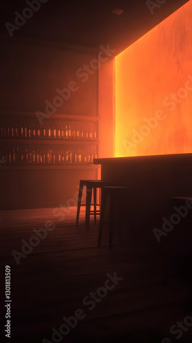 3D Illustration Empty Bar I...