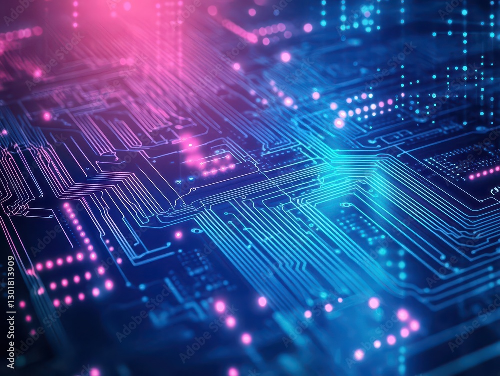 Fototapeta premium Intricate Circuit Board Featuring Complex Pathways and Connections Highlighting Modern Technology and Innovation in a High-Tech Environment