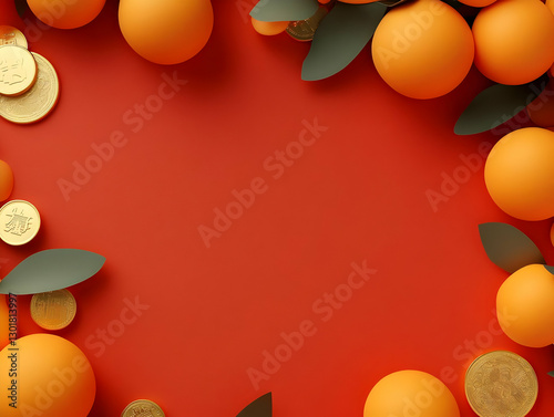 3D Illustration Red Backgro...