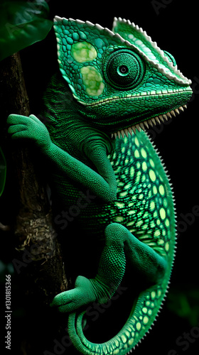 3D Illustration Green Chame...