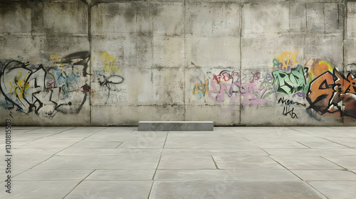 3D Illustration Graffiti Wa...