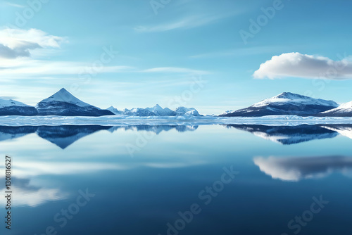 Photo Snowy Mountains Refle...