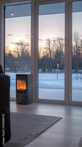 Photo Cozy Winter Sunset Ho...
