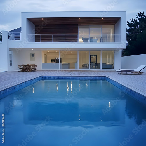 Photo Modern Home, Pool, De...