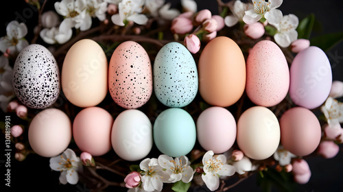 Pastel Easter Eggs Nest Ill...