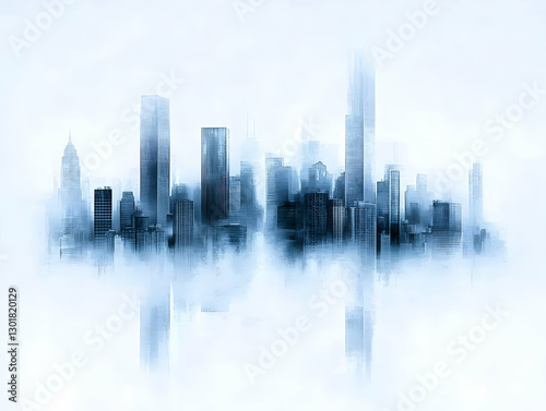 Abstract Illustration - Cityscape, Architecture, Urban, Modern, Buildings, Skyline, Metropolis, Downtown, Skyscrapers, Towers