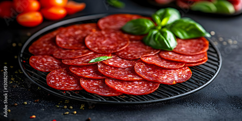 Photo Sliced Salami Basil P...