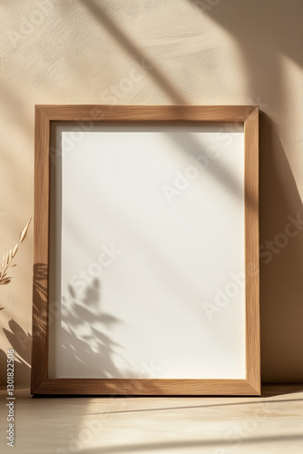 Wooden mock up frame set against the wall