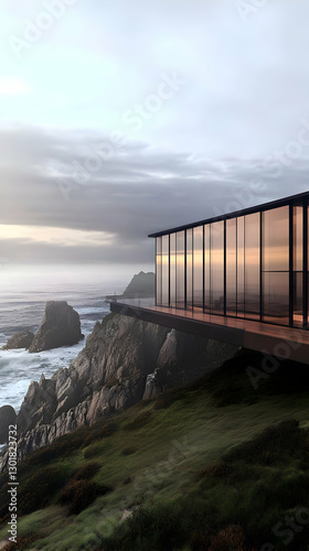 3D Illustration Ocean Cliff...