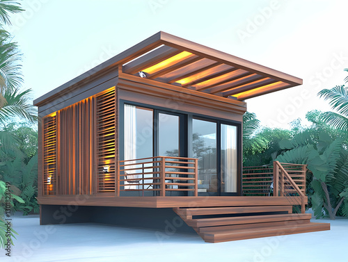 3D Illustration Modern Wood...