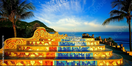 Photo Colorful Mosaic Stair...