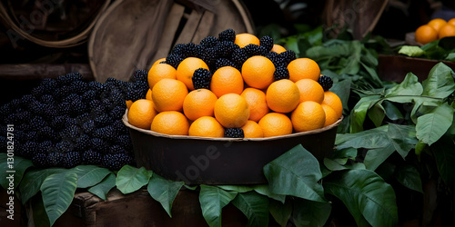 Photo Fresh Oranges and Bla...