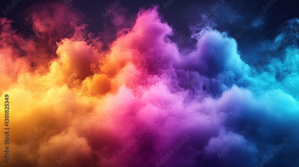 Colorful smoke clouds in dark background Colorful smoke clouds in dark background