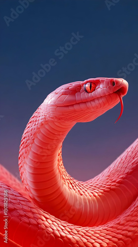 3D Illustration Red Snake S...