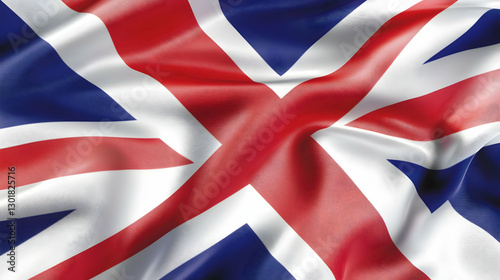 3D Illustration Flag Red Wh...