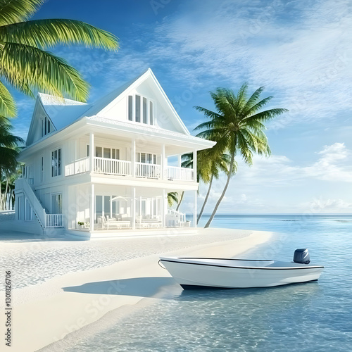 3D Illustration Tropical Be...