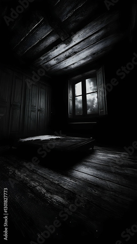 3D Illustration Dark Room, ...