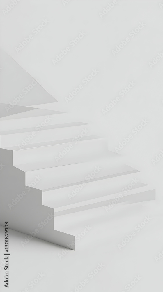 3D Illustration White Minimalist Staircase Abstract Background 3D Illustration White Minimalist Staircase Abstract Background