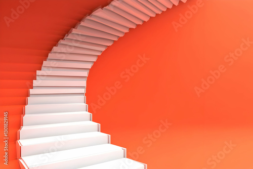 3D Illustration White Stair...