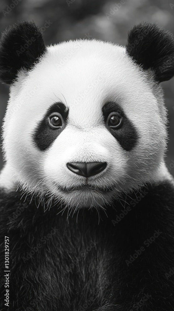 Fototapeta premium Black And White Closeup Portrait Of A Panda