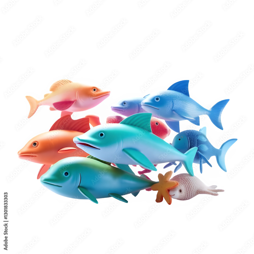 Fototapeta premium Colorful Toy Fish Collection