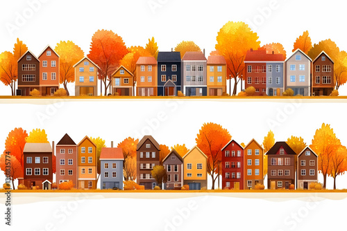 Illustration Autumn Town St...