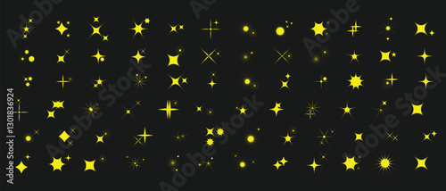 collection of Twinkle stars icon. Sparkle star, Shine and twinkle star Isolated on white background. vector illustration.