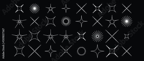 collection of Twinkle stars icon. Sparkle star, Shine and twinkle star Isolated on white background. vector illustration.