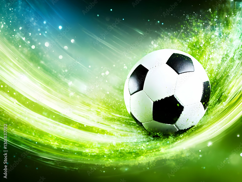 Fototapeta premium Soccer Ball Abstract Green Background Illustration