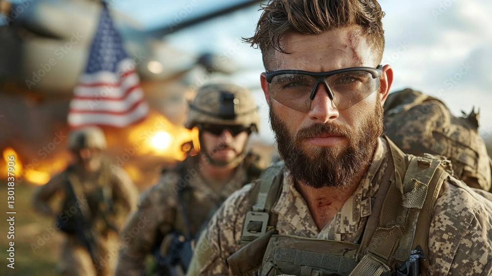 Fototapeta premium Critical Medivac Scene with US Army Medics