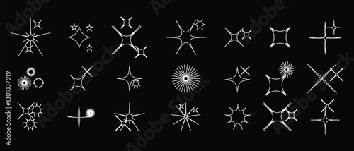 collection of Twinkle stars icon. Sparkle star, Shine and twinkle star Isolated on white background. vector illustration.