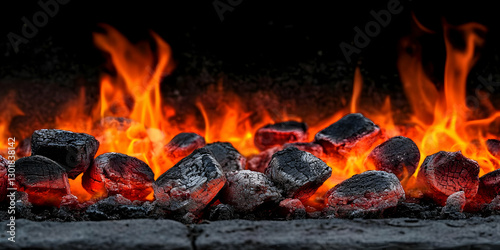 Photo Burning Hot Coal Embe...