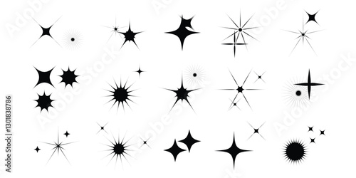 collection of Twinkle stars icon. Sparkle star, Shine and twinkle star Isolated on white background. vector illustration.