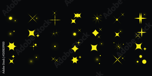 collection of Twinkle stars icon. Sparkle star, Shine and twinkle star Isolated on white background. vector illustration.