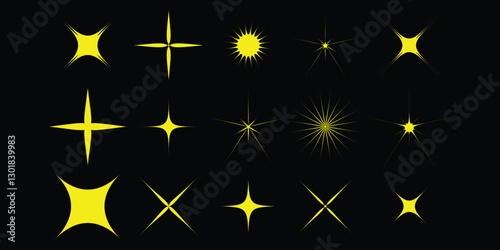 collection of Twinkle stars icon. Sparkle star, Shine and twinkle star Isolated on white background. vector illustration.