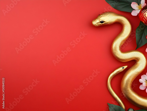 3D Illustration Golden Snak...