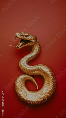 3D Golden Snake Illustratio...