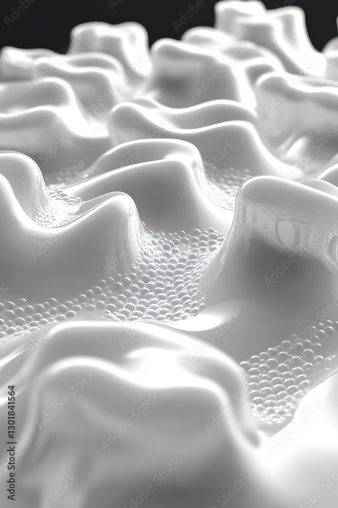 Fototapeta premium Monochromatic surface with pearl-like droplets, a textured abstract view