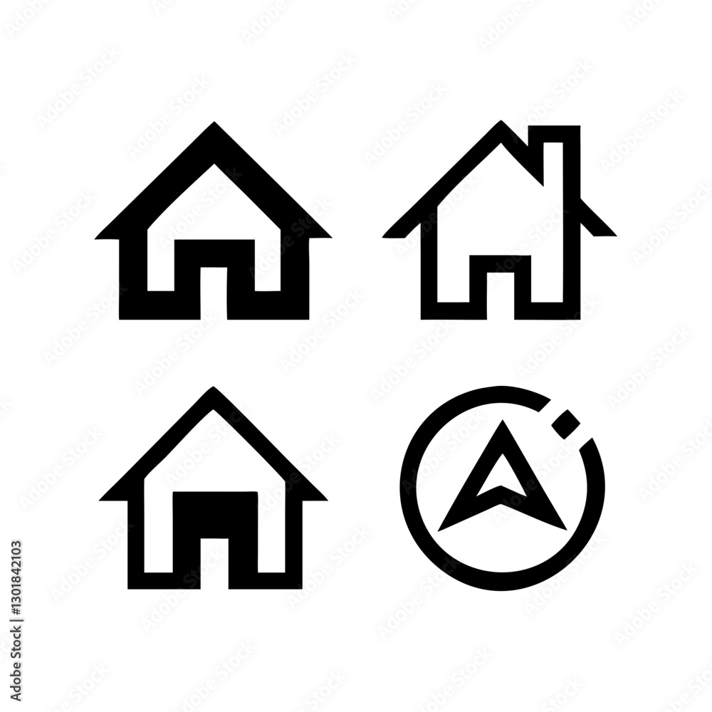 Fototapeta premium log cabin pancake house. House icon set. Home vector illustration sign. House Icon Home vector illustration symbol.