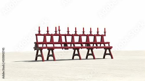3D Red Bench with Candles I...