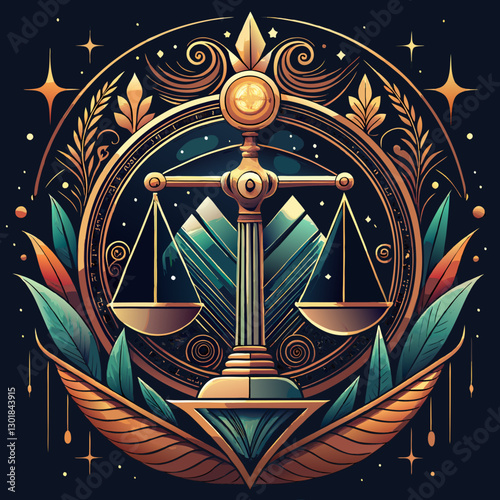 Libra, zodiac sign, vector