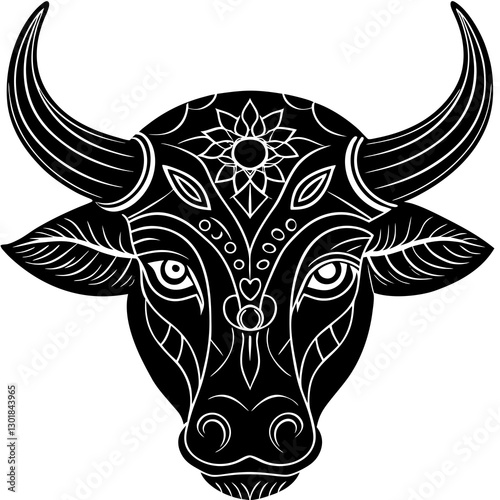 black and white bull