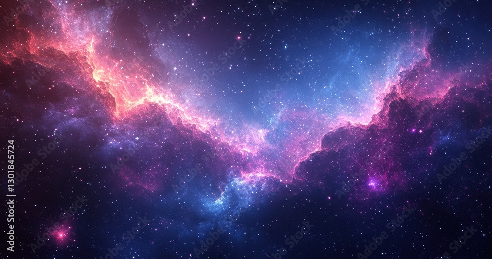 Fototapeta premium Vivid Cosmic Nebula with Stars and Colorful Gas Clouds in Space