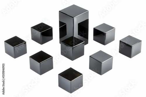 3D Illustration Black Cubes...
