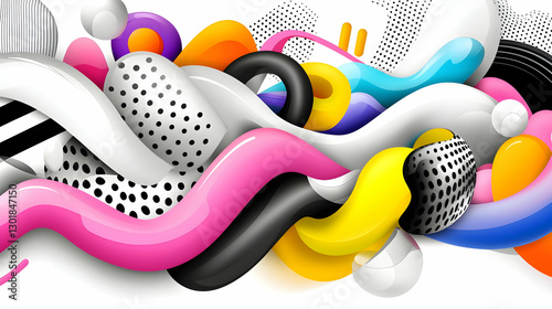 Colorful Abstract Wave Background With Bright Shapes