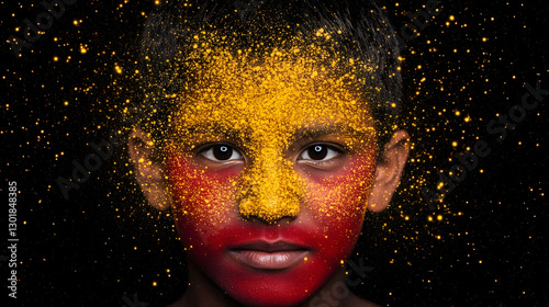 Photo- Red and Gold Face Pa...