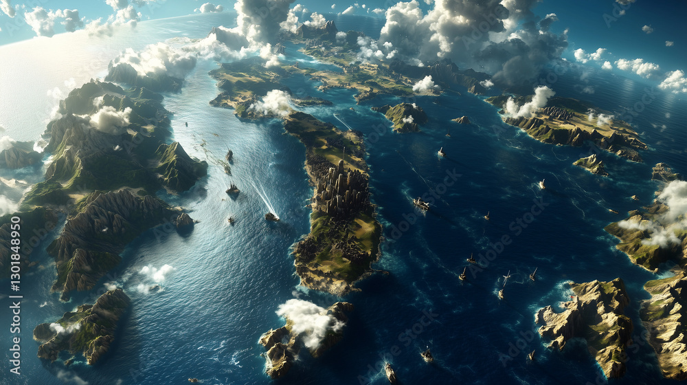 Fototapeta premium mmersive Aerial Archipelago Map